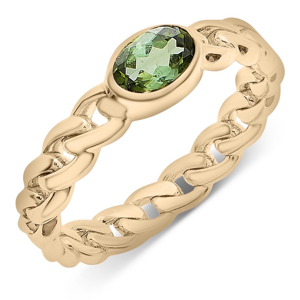 Audrey by Aurate Green Tourmaline Chain Link Ring in Gold Vermeil